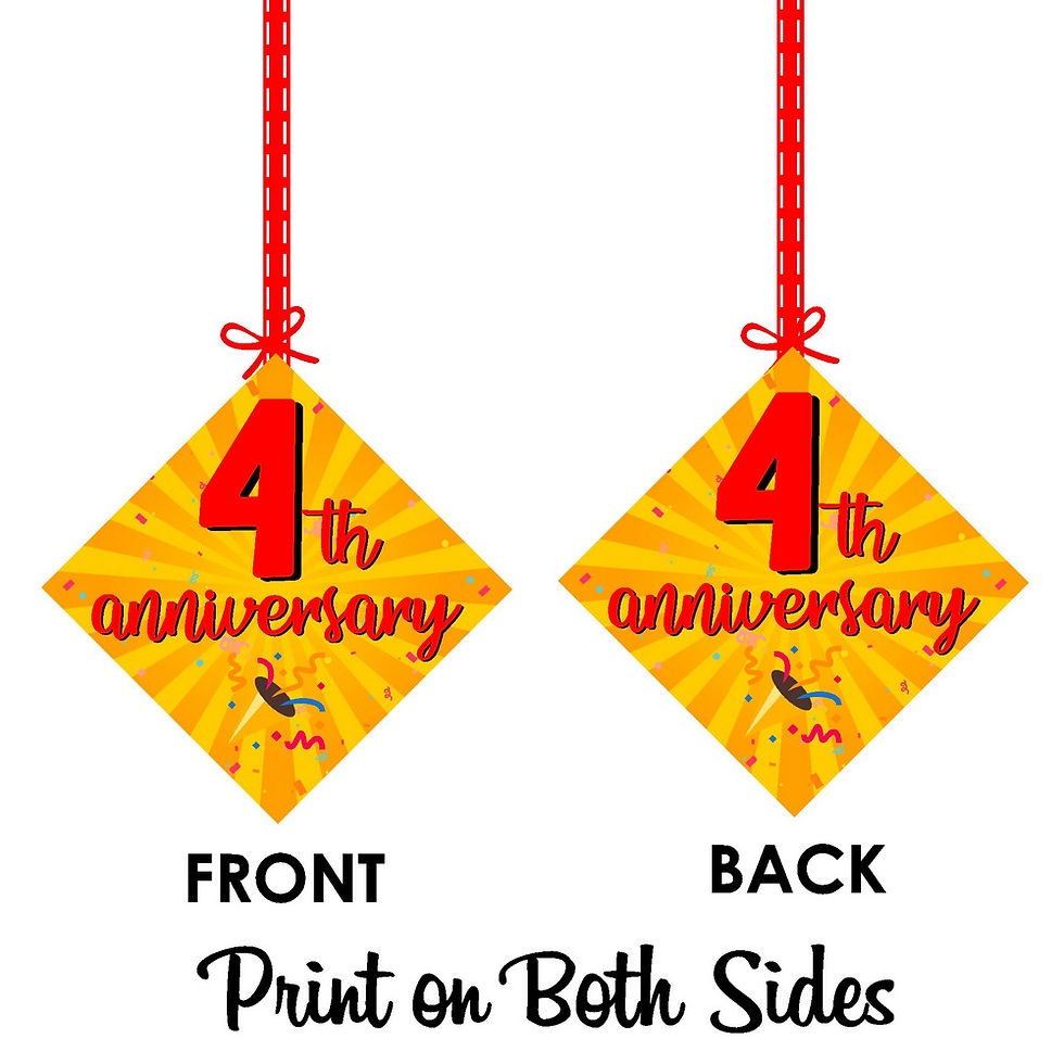 Thumbnail: 4th Anniversary Ceiling Hangings Anniversary Cutout for Party - Pack of 12