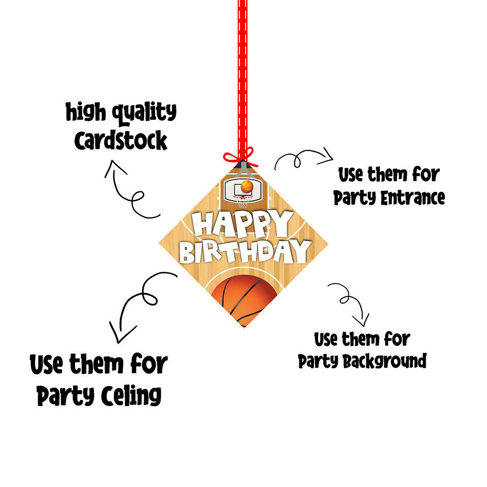 Thumbnail: Basketball Theme Ceiling Hangings Birthday Cutout for Party - Pack of 12
