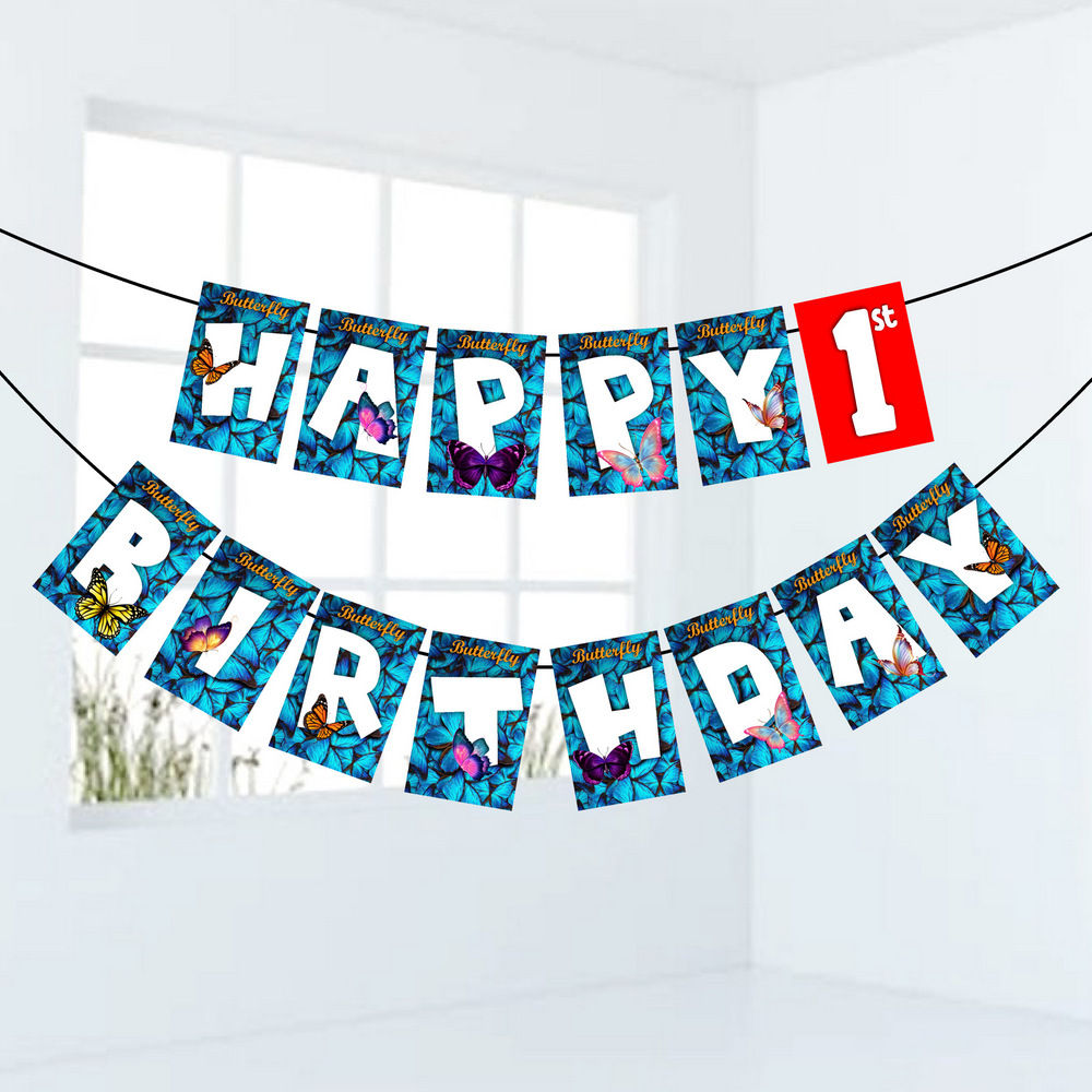 Butterfly Number Birthday Banner for Birthday Background and Celebration