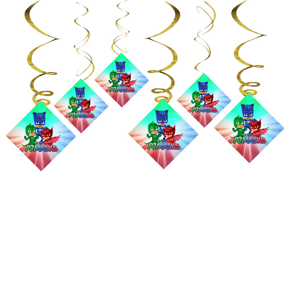 Thumbnail: PJ Mask Theme Ceiling Swirls Hangings Birthday Cutout for Party - Pack of 6