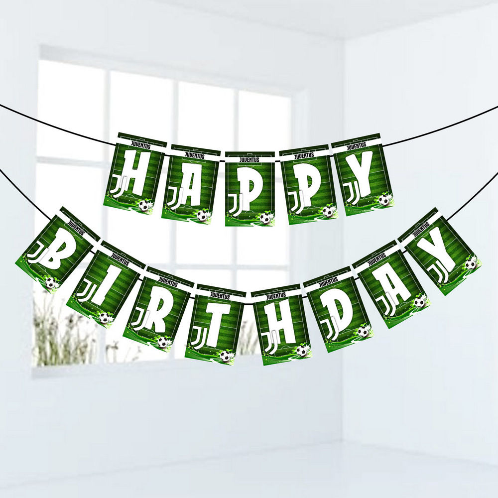 Juventus Football Theme Happy Birthday Banner Bunting