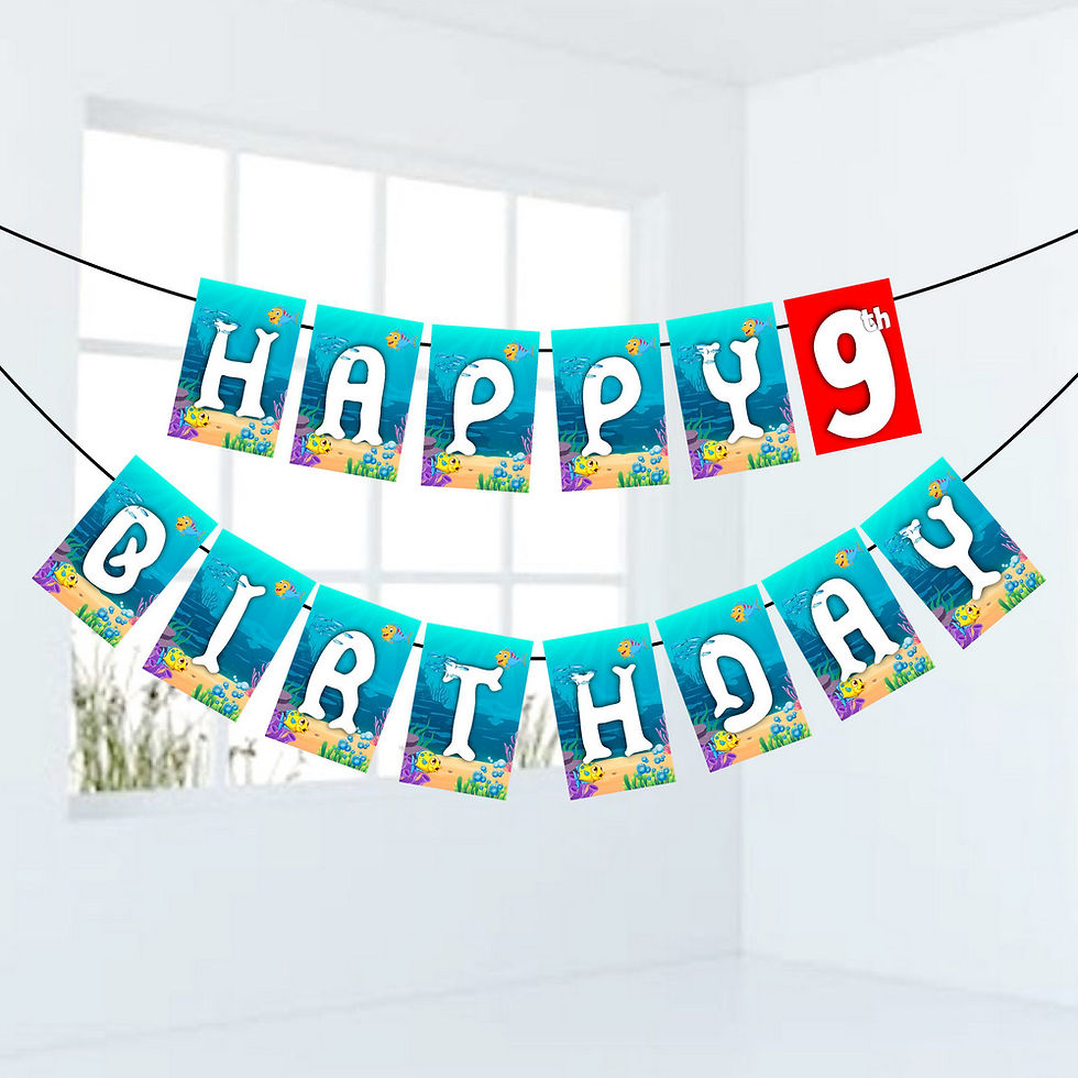 Thumbnail: Ocean Underwater Number Birthday Banner for Birthday Background and Celebration