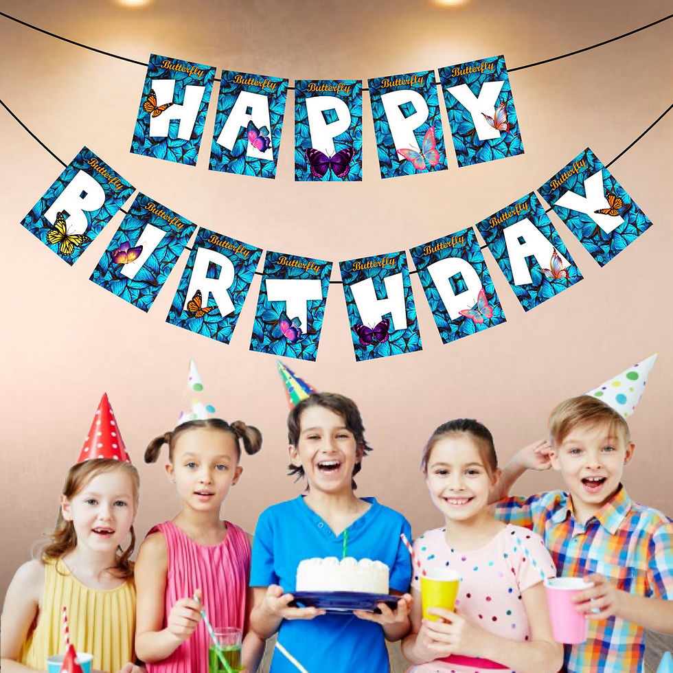 Thumbnail: Butterfly Theme Happy Birthday Banner Bunting