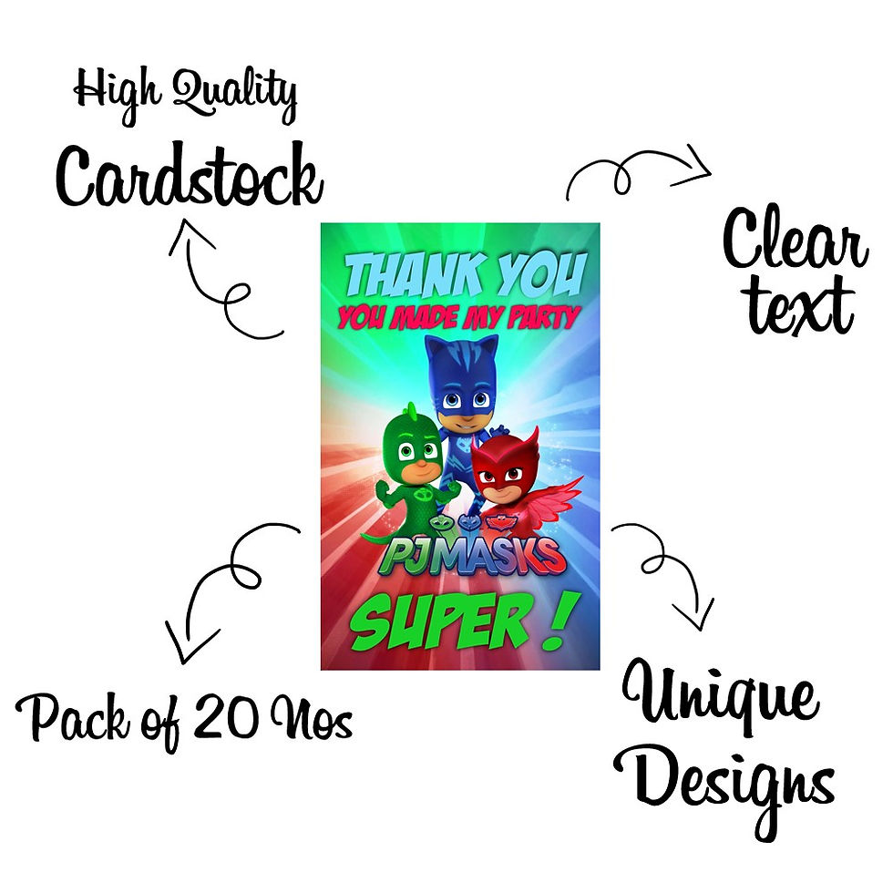 Thumbnail: PJ Mask Theme Thank You Tags for Return Gifts - Pack of 20