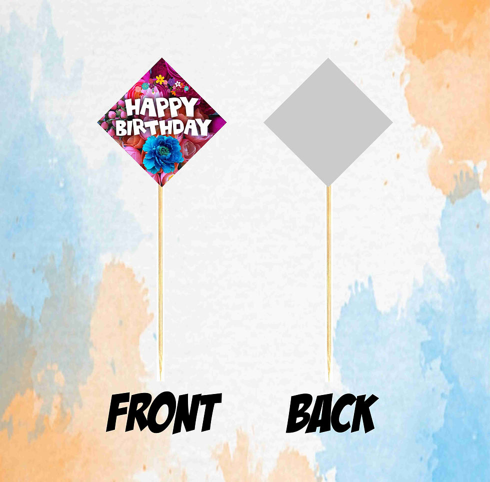 Thumbnail: Floral Theme Cake Topper For Birthday Celebrations - Pack of 10
