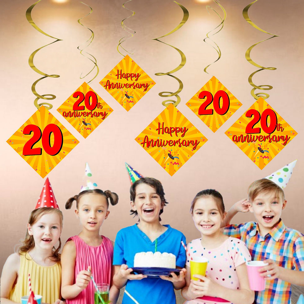 Thumbnail: 20th Anniversary Ceiling Swirls Hanging Anniversary Cutout for Party - Pack of 6