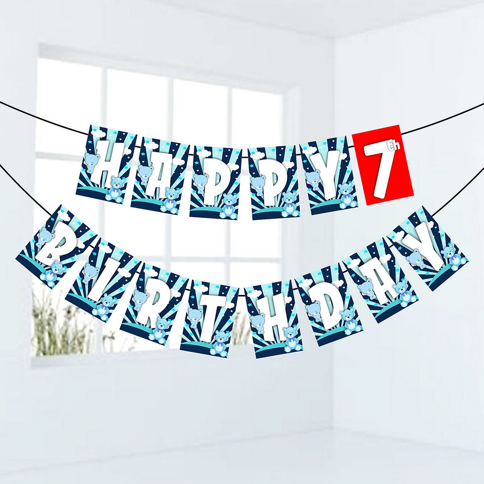 Thumbnail: Blue Teddy Number Birthday Banner for Birthday Background and Celebration