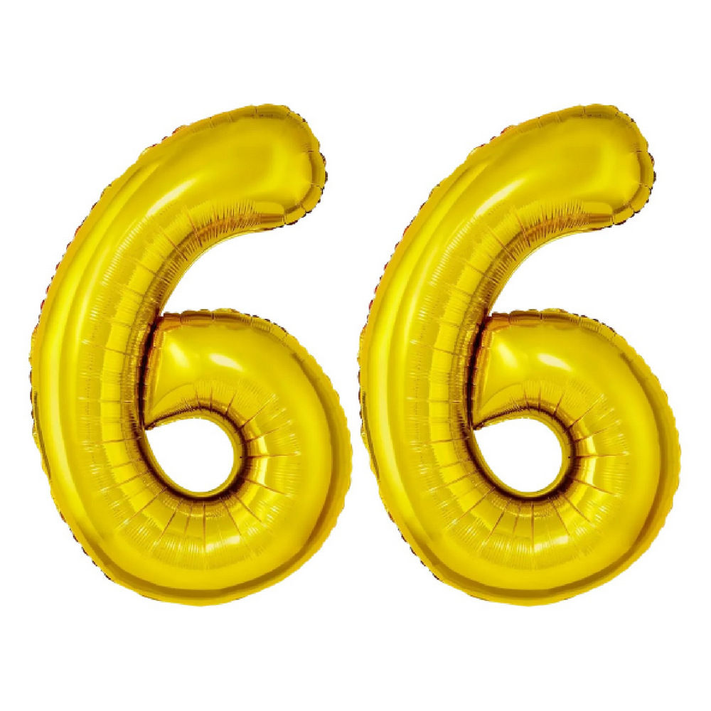 Number 66 Gold Foil Balloon - 16 Inches