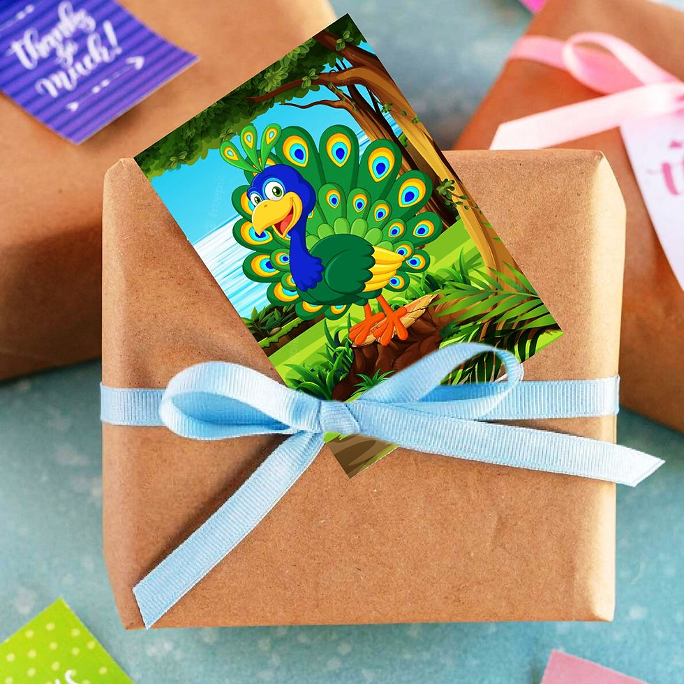 Thumbnail: Peacock Theme Invitation Cards - Pack of 10 with Envelopes