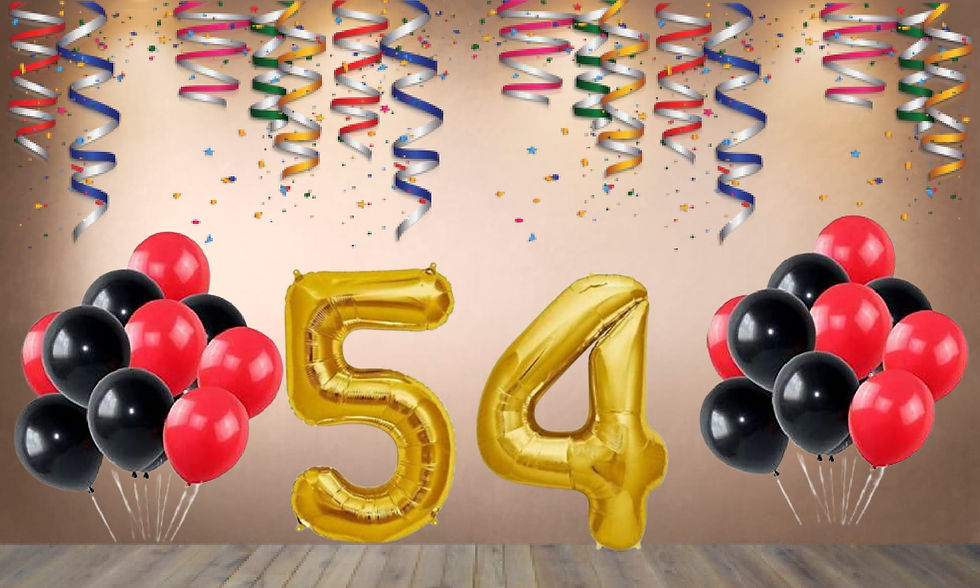 Number 54 Foil Balloon with 25 Nos Black & Red Balloons