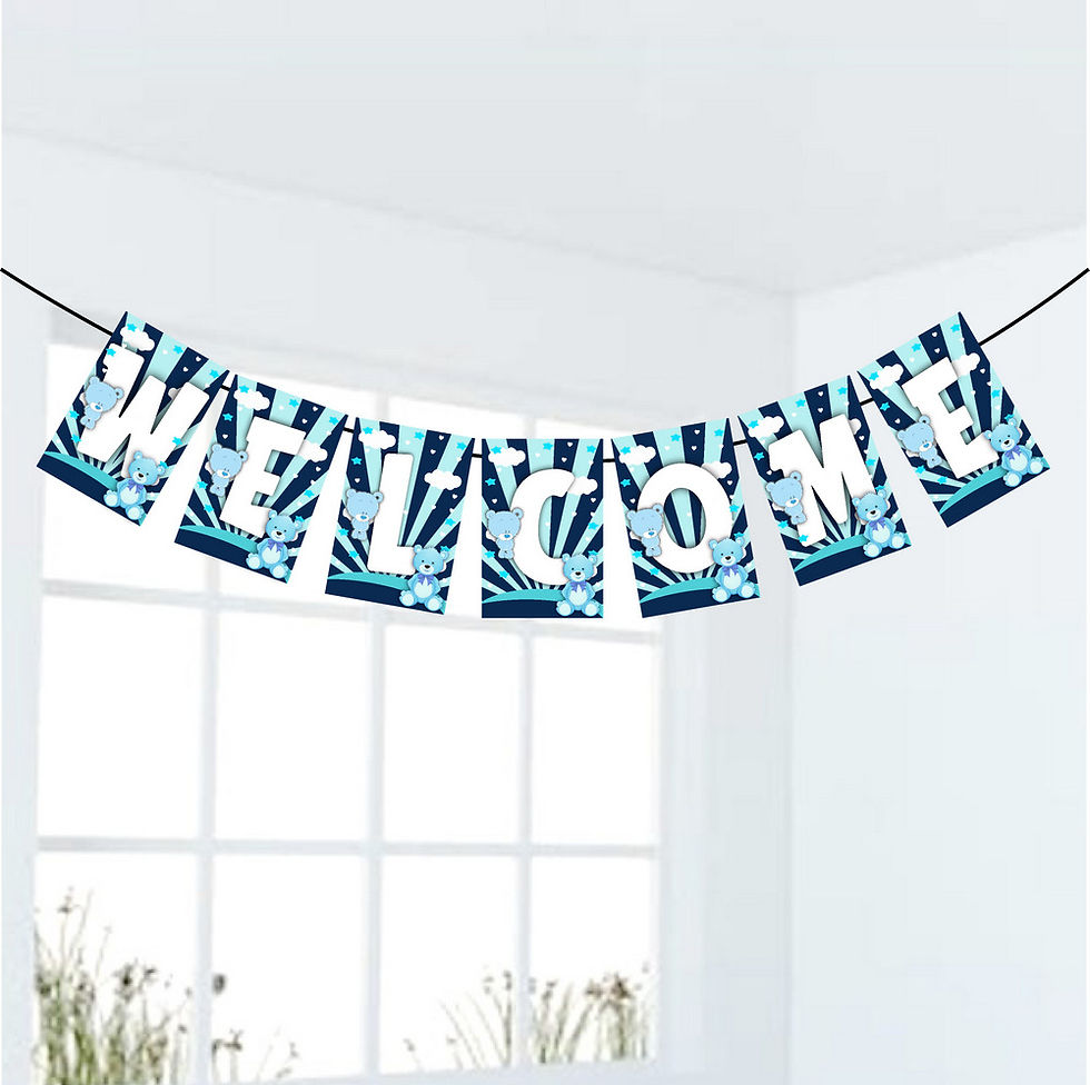 Thumbnail: Blue Teddy Bear Welcome Banner for Party Entrance
