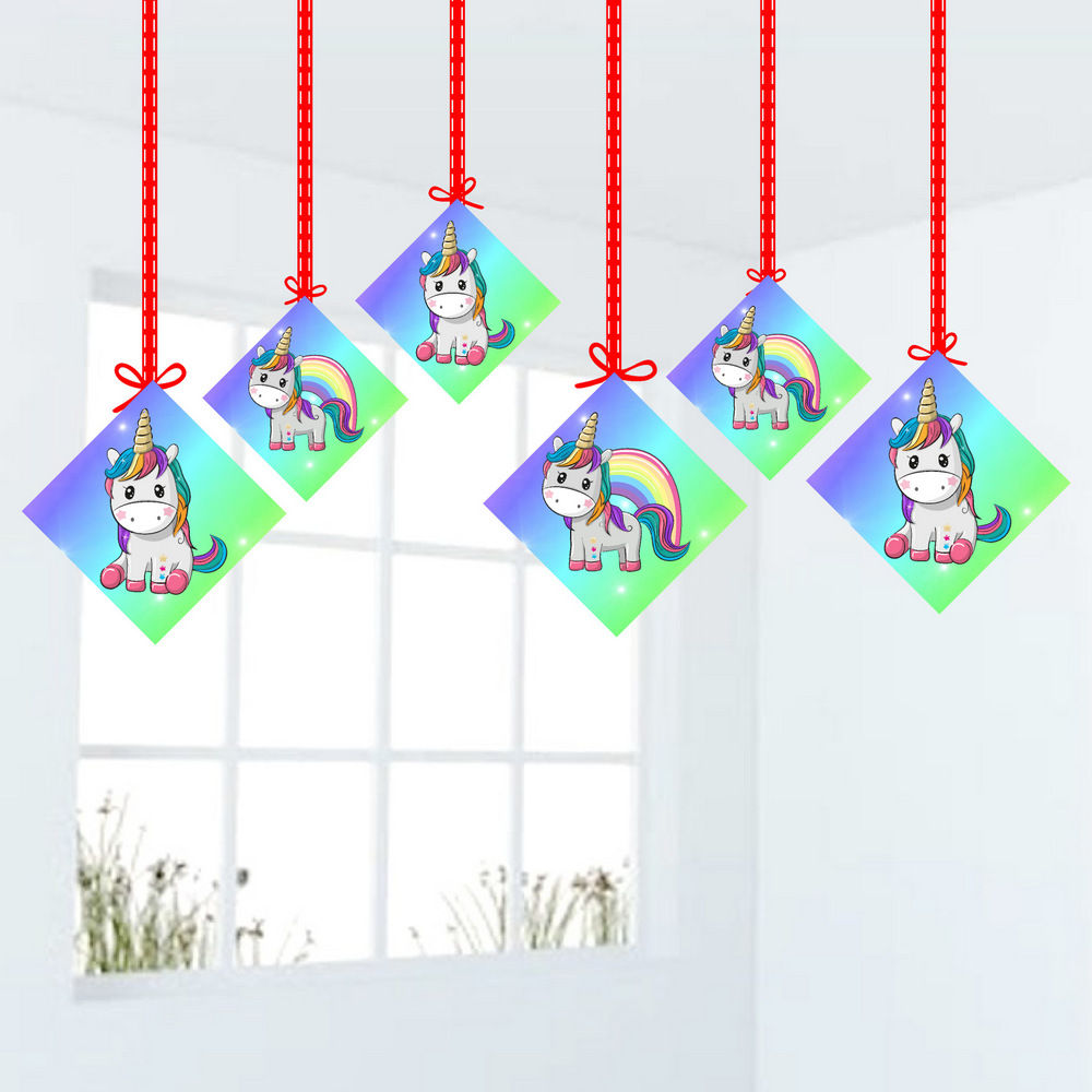 Unicorn Theme Ceiling Hangings Birthday Cutout for Party - Pack of 12