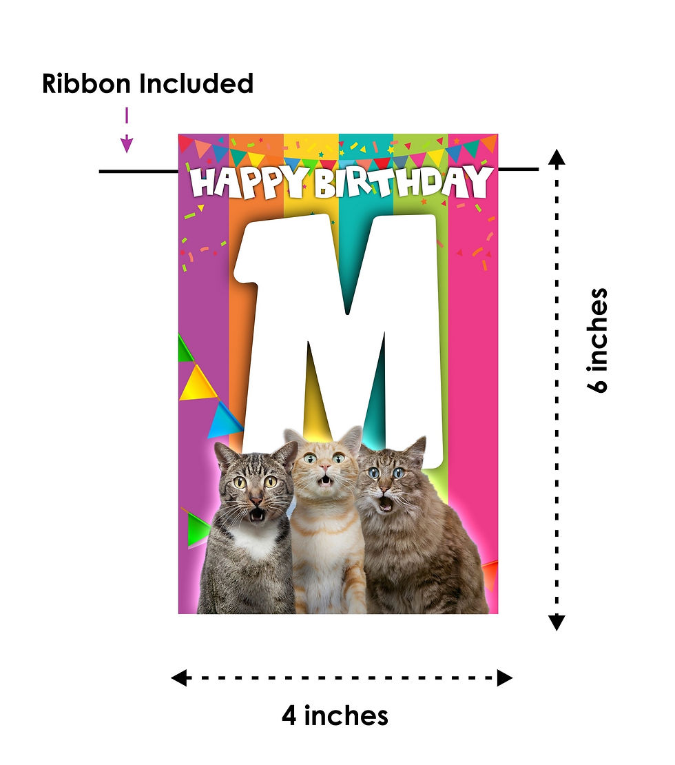 Thumbnail: Meow Meow Party Cat Happy Birthday Banner Bunting