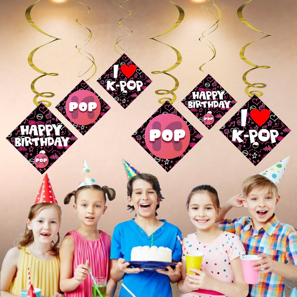 Thumbnail: KPop Theme Ceiling Swirls Hangings Birthday Cutout for Party - Pack of 6