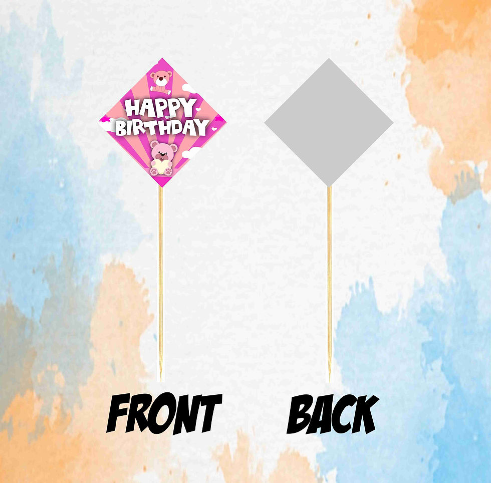 Thumbnail: Pink Teddy Theme Cake Topper For Birthday Celebrations - Pack of 10