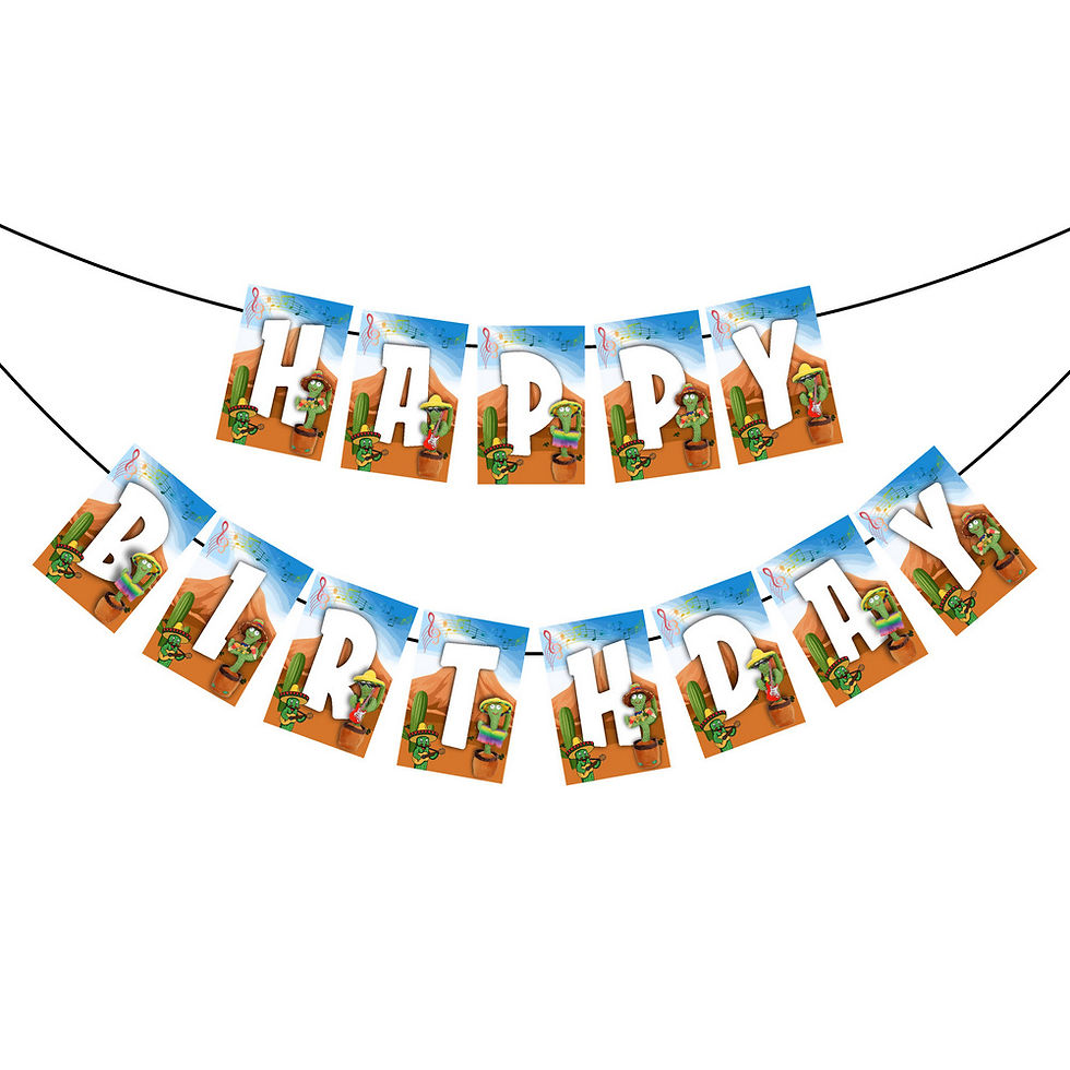 Thumbnail: Talking Cactus Theme Happy Birthday Banner Bunting