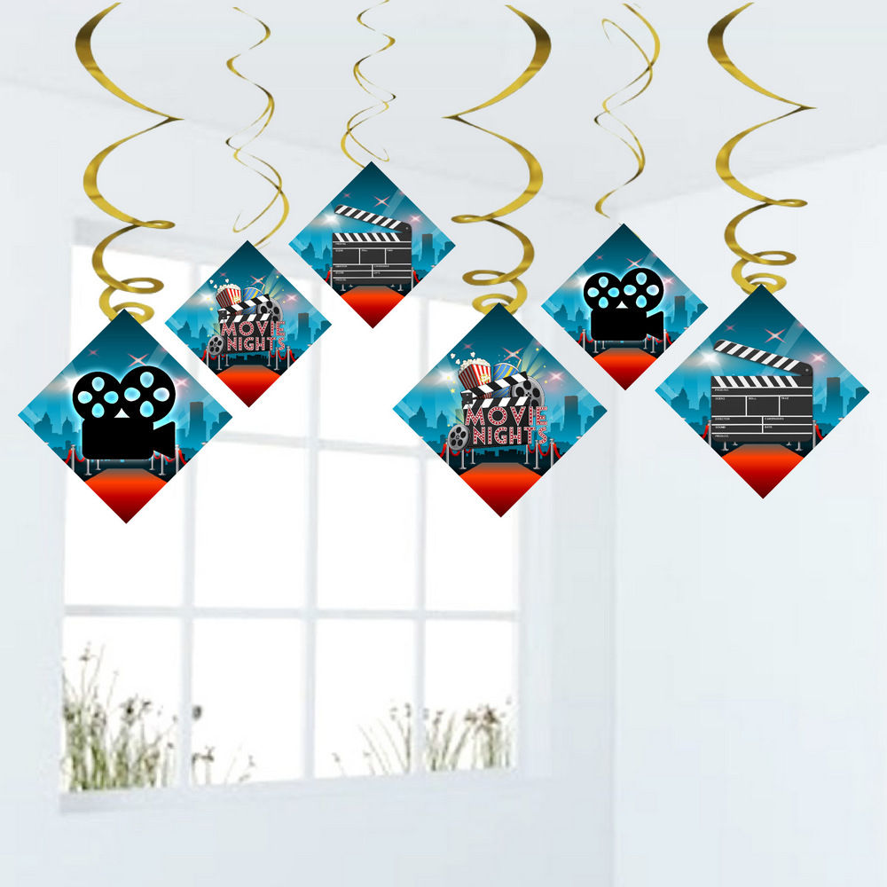 Movies Theme Ceiling Swirls Hangings Birthday Cutout for Party - Pack of 6