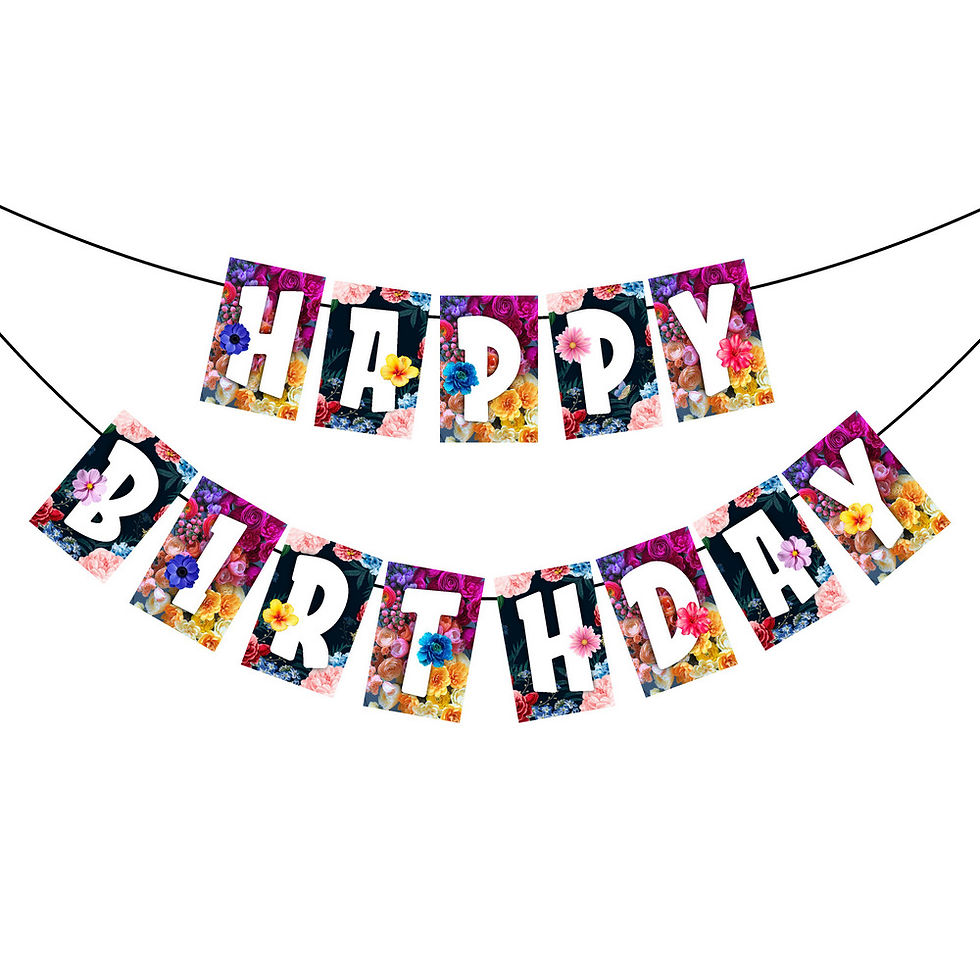 Thumbnail: Floral Theme Happy Birthday Banner Bunting