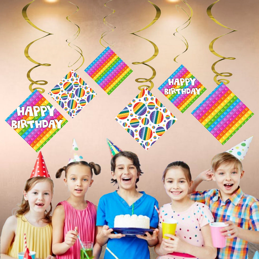 Thumbnail: Pop It Theme Ceiling Swirls Hangings Birthday Cutout for Party - Pack of 6