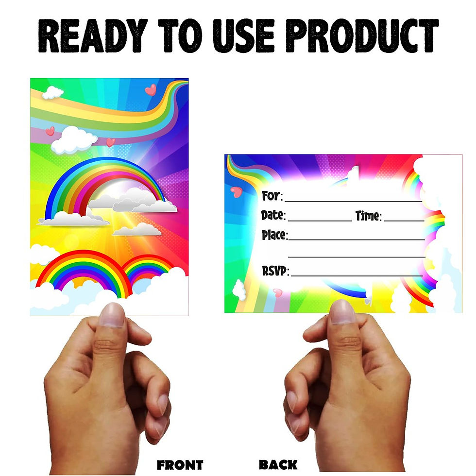 Thumbnail: Rainbow Theme Invitation Cards - Pack of 10 with Envelopes