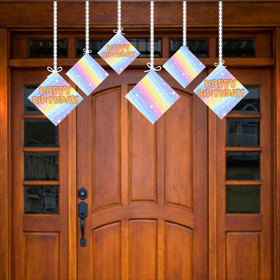 Thumbnail: Pastel Colors Theme Ceiling Hangings Birthday Cutout for Party - Pack of 12