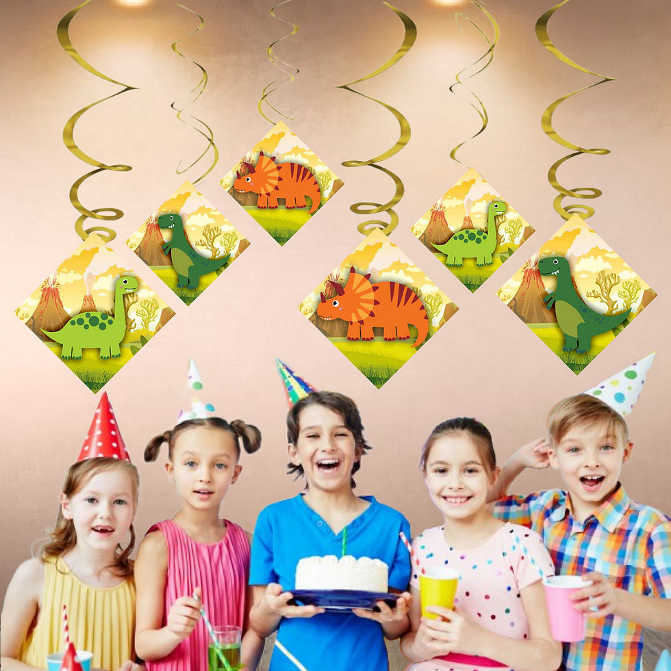 Thumbnail: Dinosaur Theme Ceiling Swirls Hangings Birthday Cutout for Party - Pack of 6