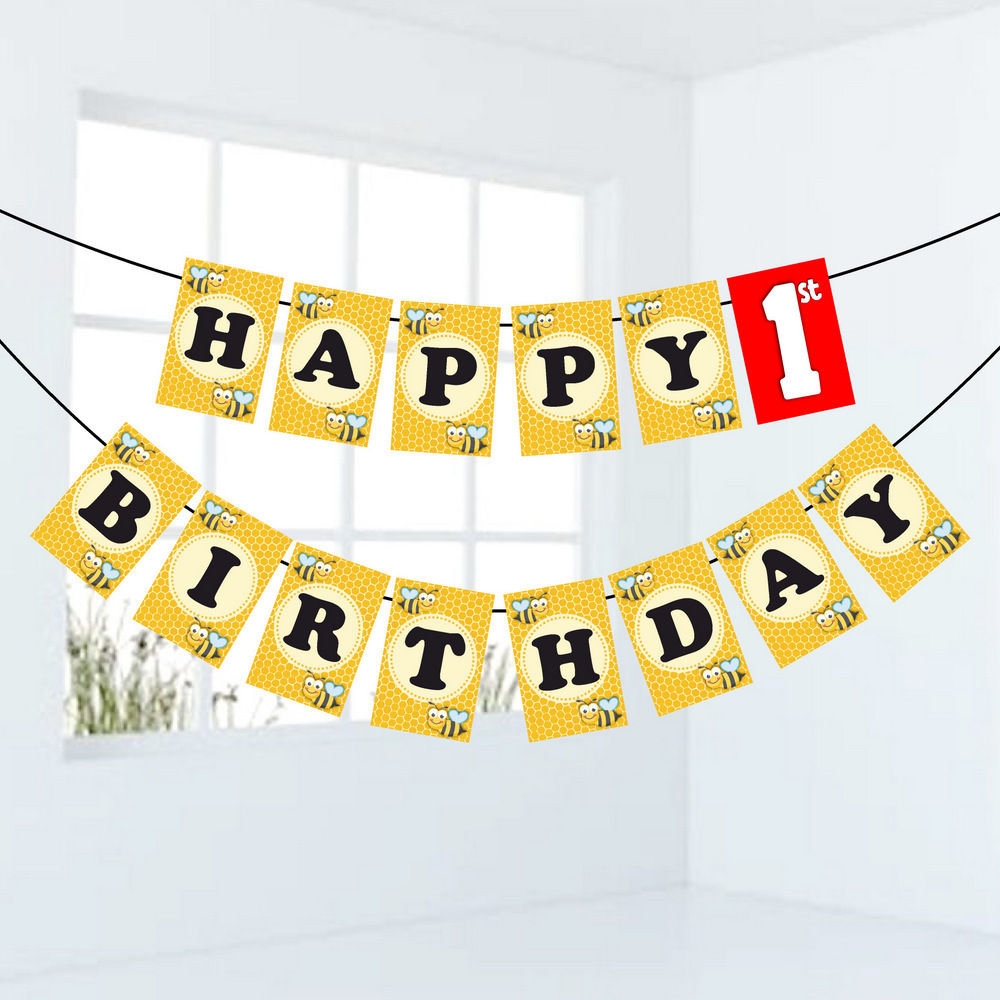 Honey Bee Number Birthday Banner for Birthday Background and Celebration