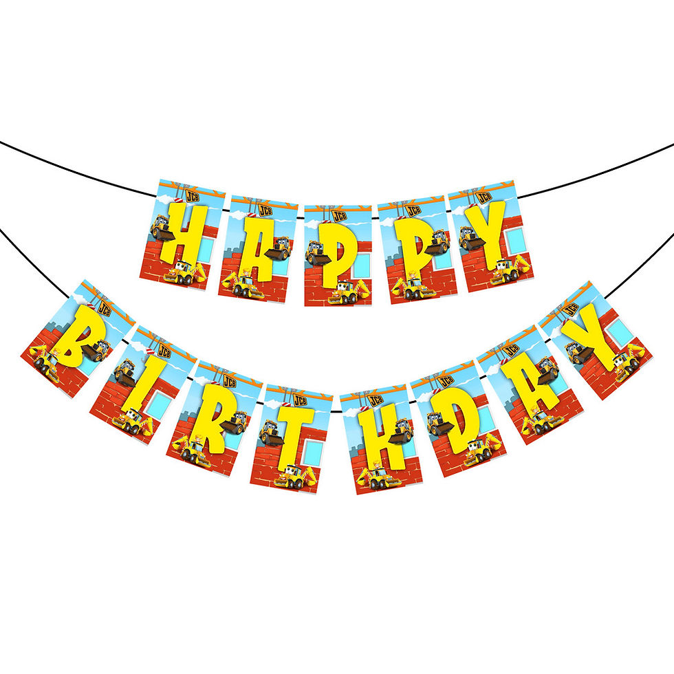 Thumbnail: JCB Theme Happy Birthday Banner Bunting