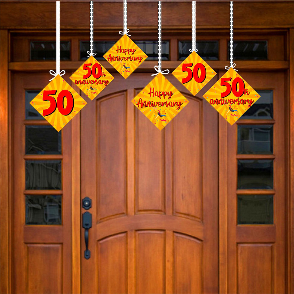 Thumbnail: 50th Anniversary Ceiling Hangings Anniversary Cutout for Party - Pack of 12
