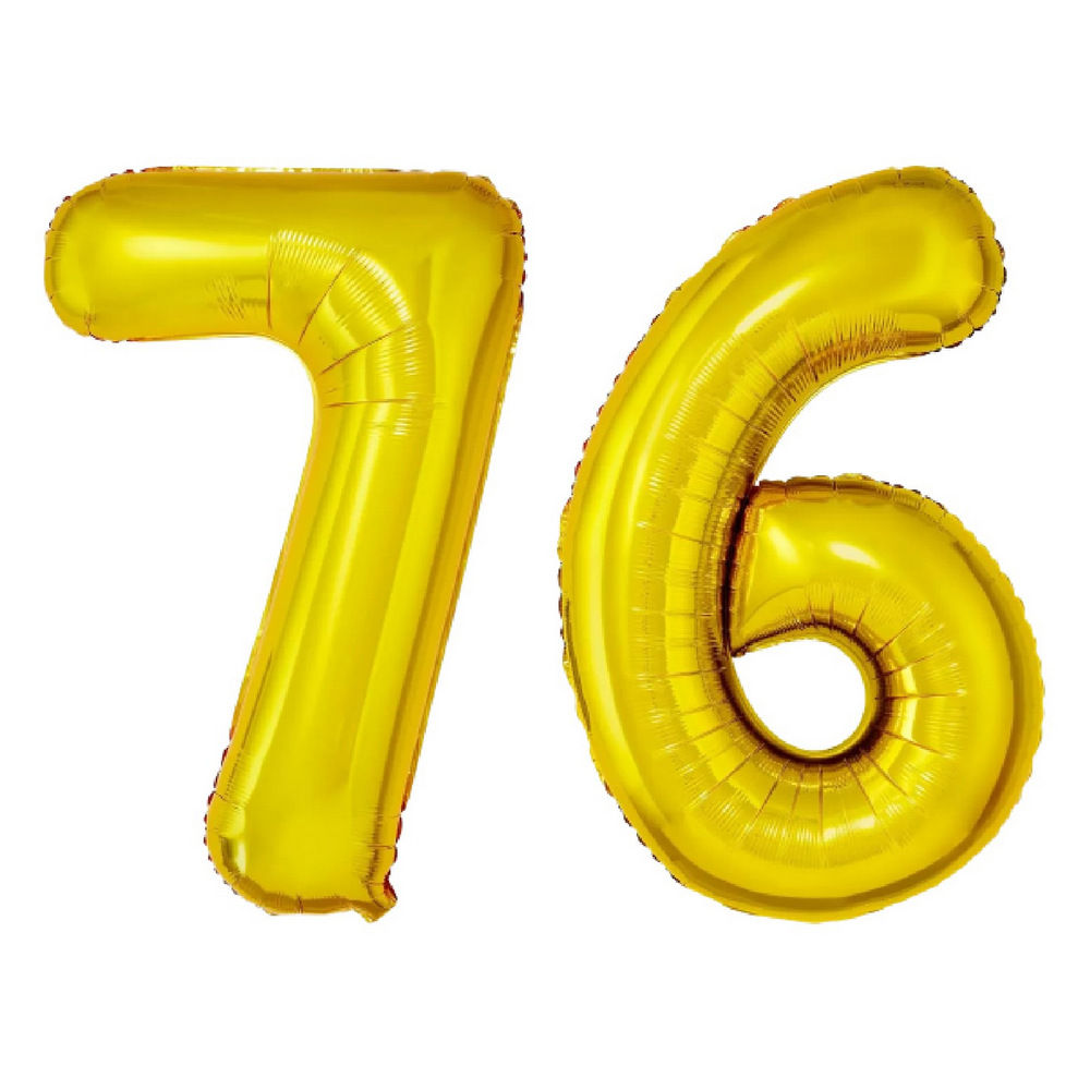 Number 76 Gold Foil Balloon - 16 Inches