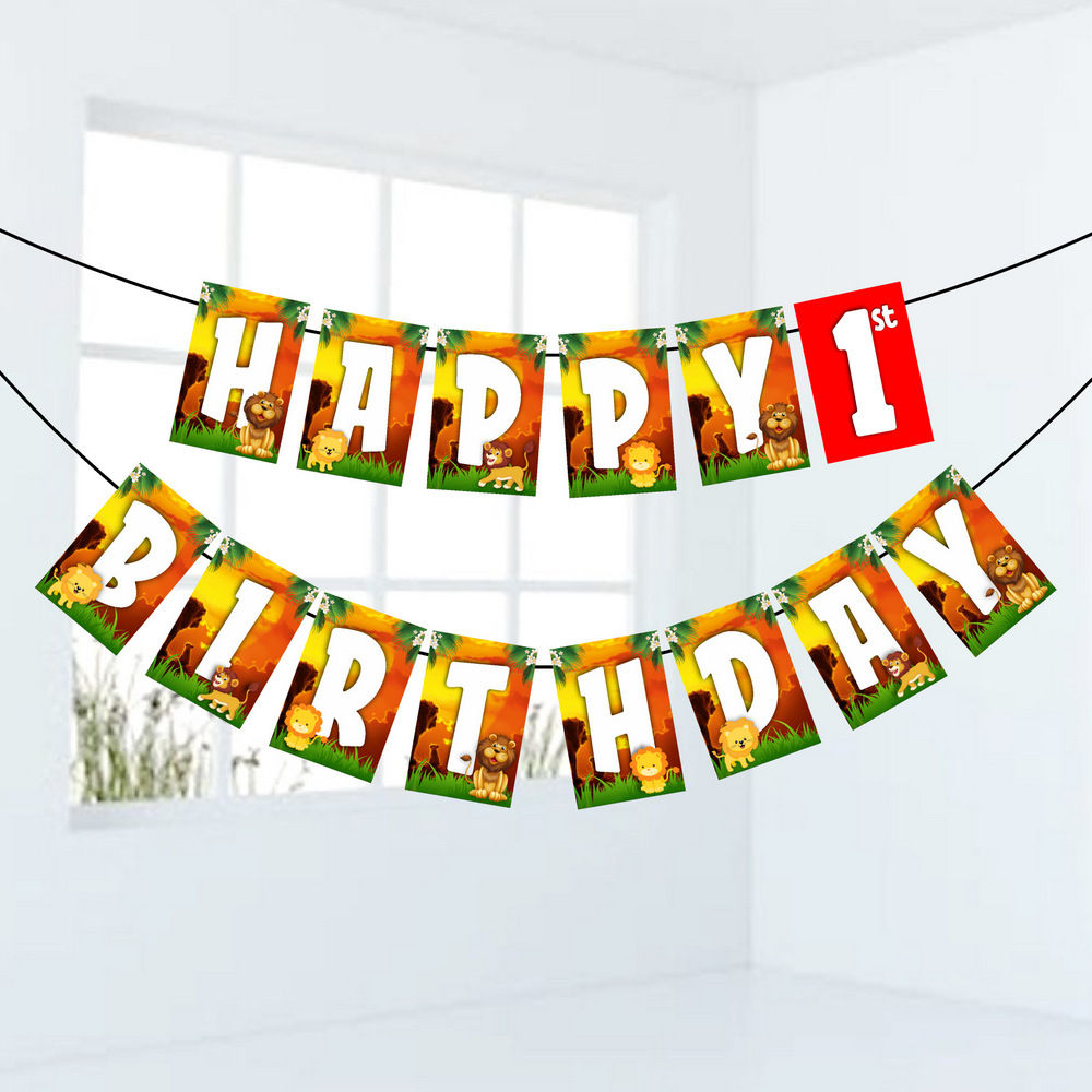 Lion Number Birthday Banner for Birthday Background and Celebration