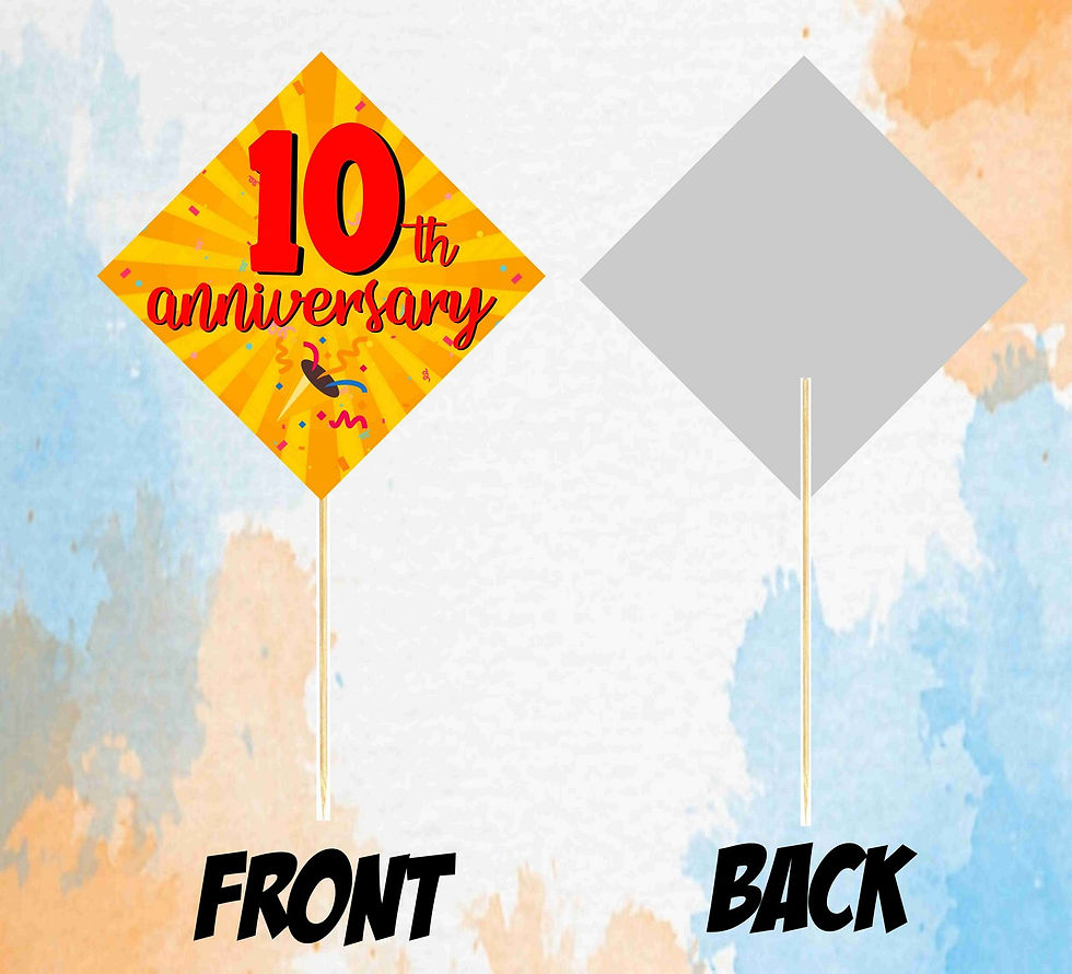 Thumbnail: 10th Anniversary Photo Props for Party Photo Booth - Pack of 10