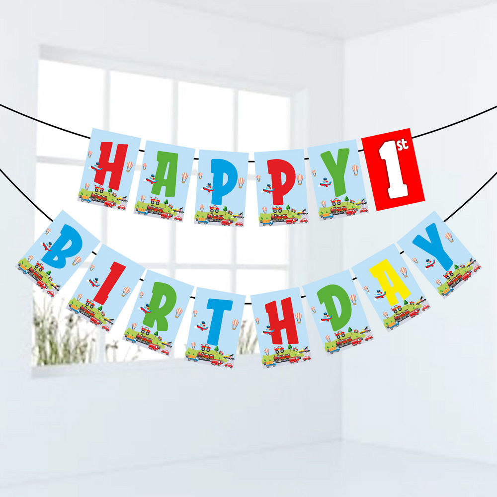 Transport Number Birthday Banner for Birthday Background and Celebration
