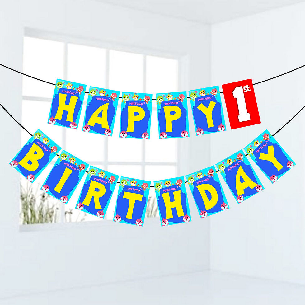 Baby Shark Number Birthday Banner for Birthday Background and Celebration