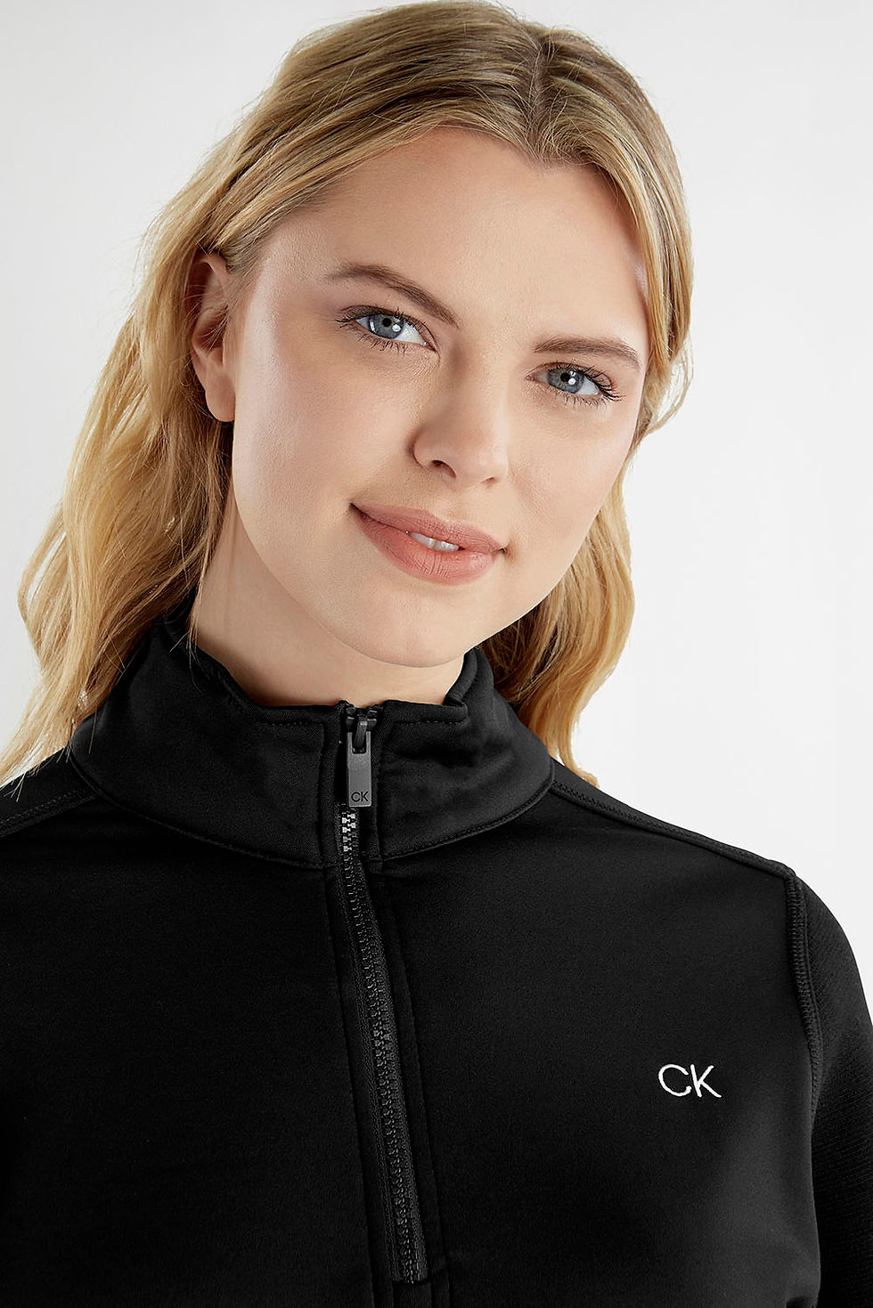 Thumbnail: Calvin Klein Cecily Ladies Hybrid 1/4 Zip Top Black