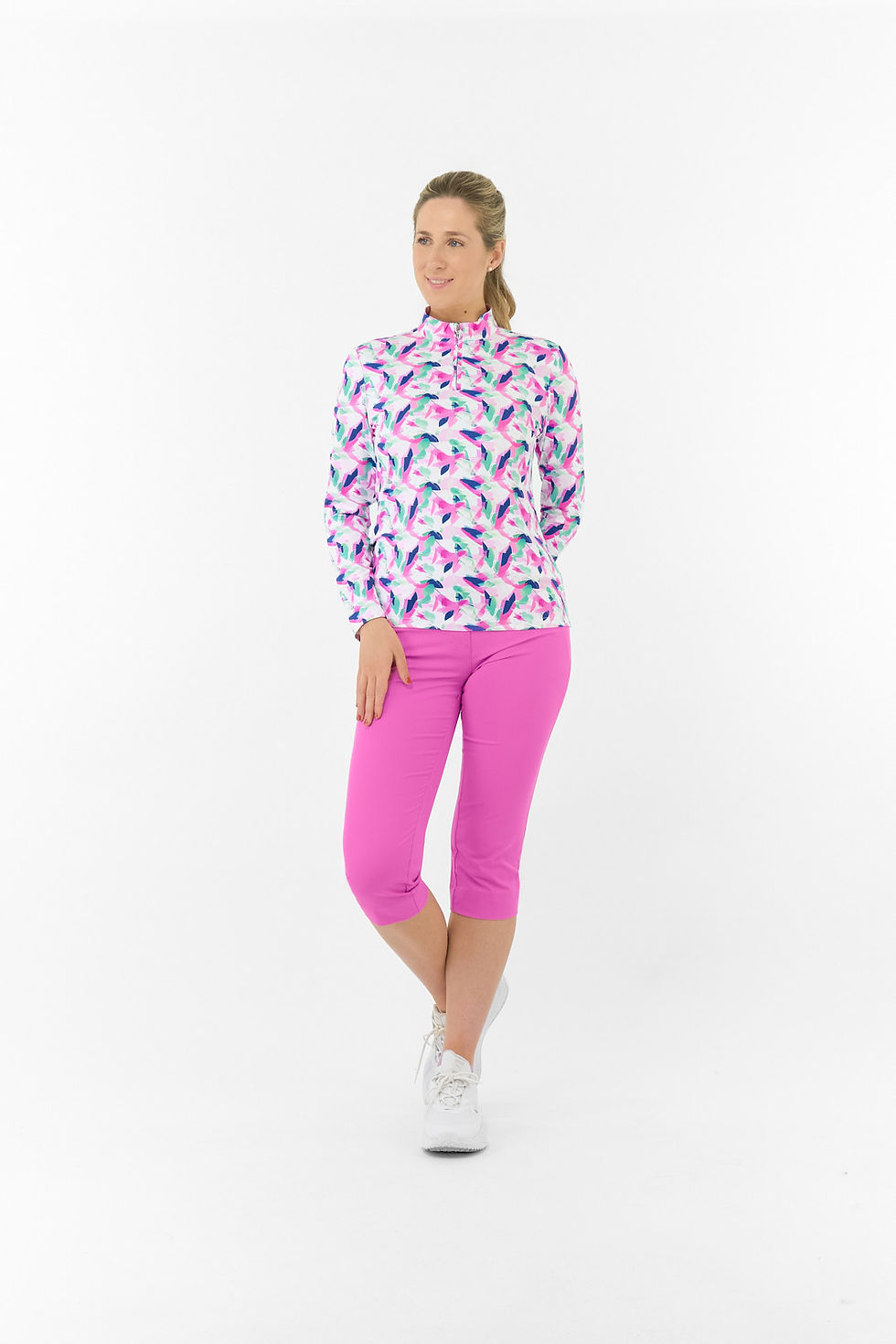 Thumbnail: Pure Golf Serenity Long Sleeve Ladies Golf Top-Mid Layer- Portrait of Paradise