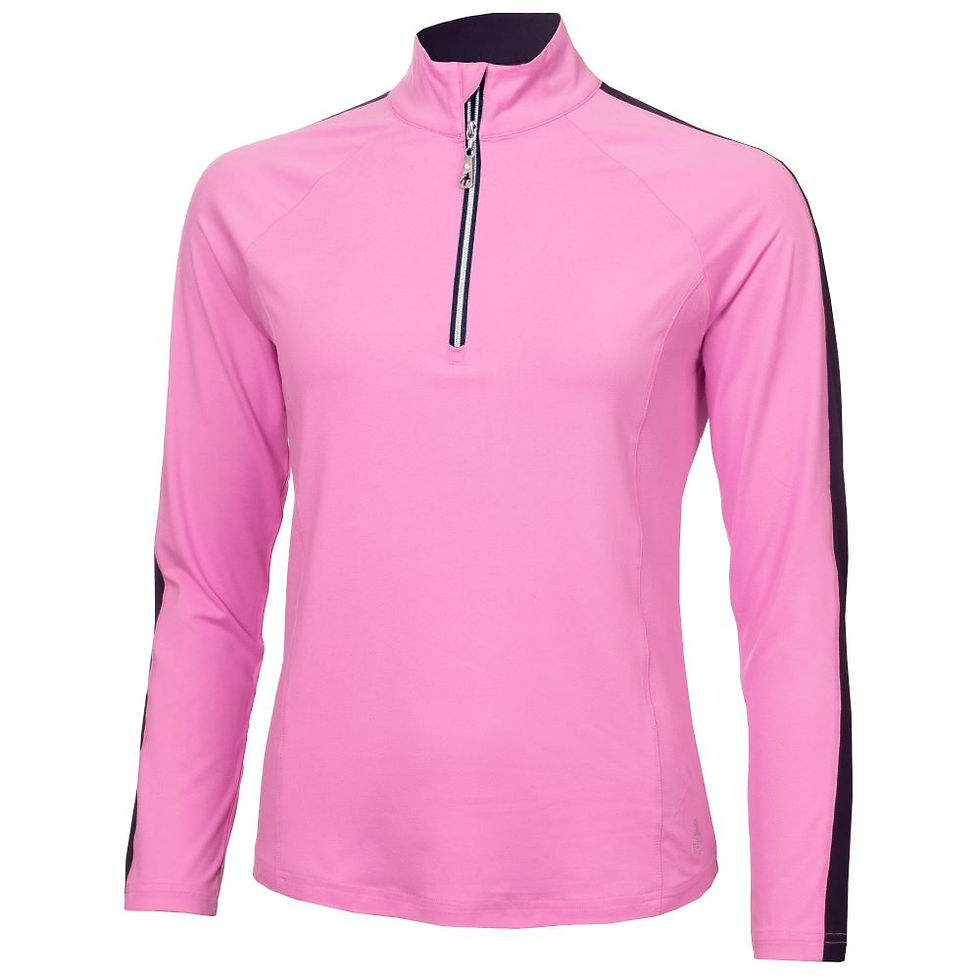 Green Lamb Kieley Ladies Long Sleeve Zip Neck Top Bubblegum Navy
