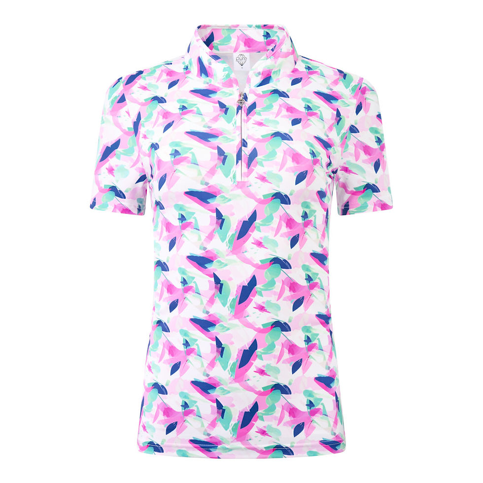 Thumbnail: Pure Golf Ellen Short Sleeve Ladies Golf Polo Shirt - Portrait of Paradise