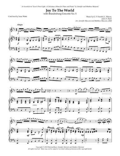 Joy to the World Sheet Music | Mazzoni Duo