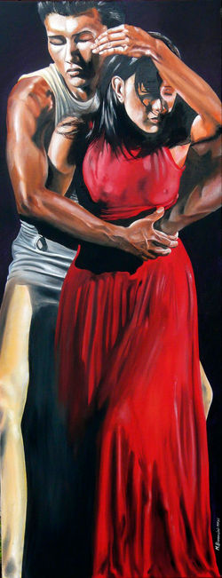 BALLANDO BALLANDO olio su legno telato cm. 55x140 Aprile 2011 P1030766