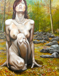 CADUCIFOGLIE (AUTUNNO) olio su legno telato cm. 81x103 2011P1040555