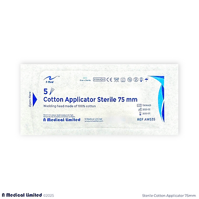 Sterile Cotton Tipped Applicator with Wooden Rod 3" 5/pack