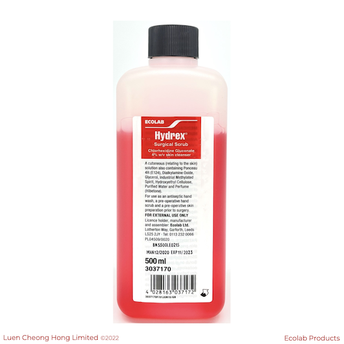 Ecolab Hydrex Surgical Scrub 4 500mL W/ Pump 4 Chlorhexidine