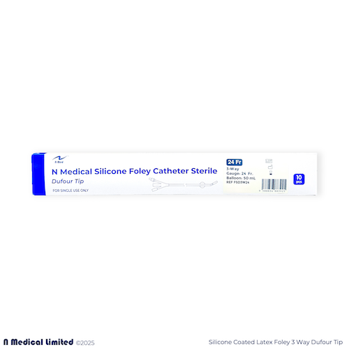 Silicone Foley Catheter 3-Way Dufour Tip Sterile (6-24 Fr)