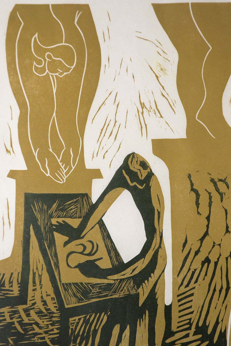 Thumbnail: woodcut block print in yellow and black