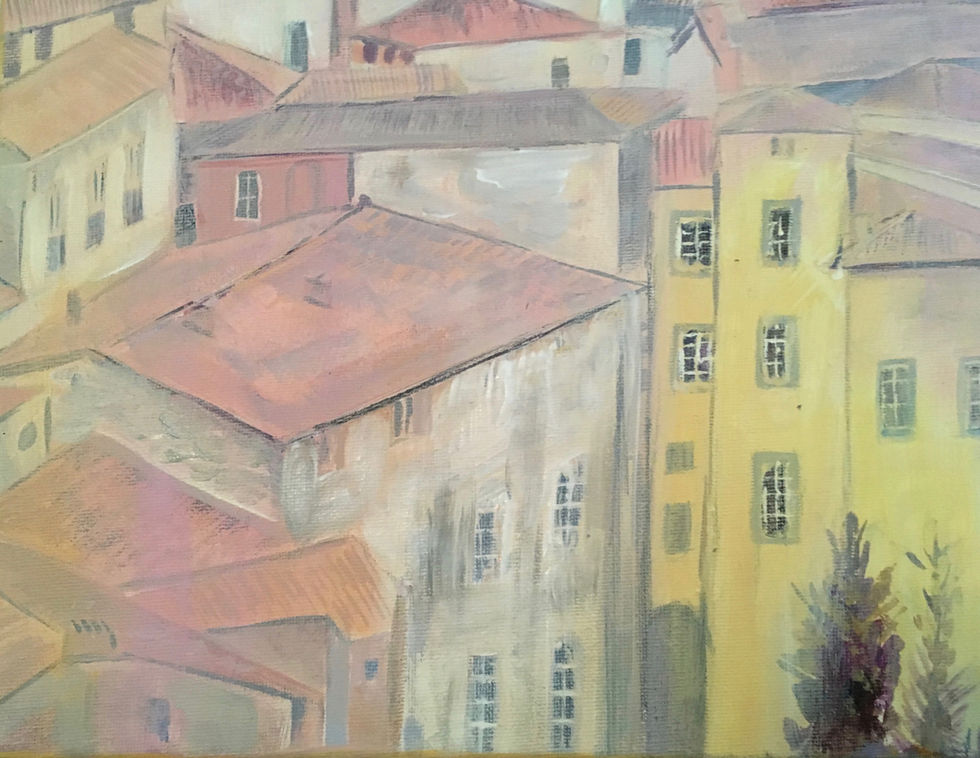 Rooftops. Mixed media. 20 x 30 cm
