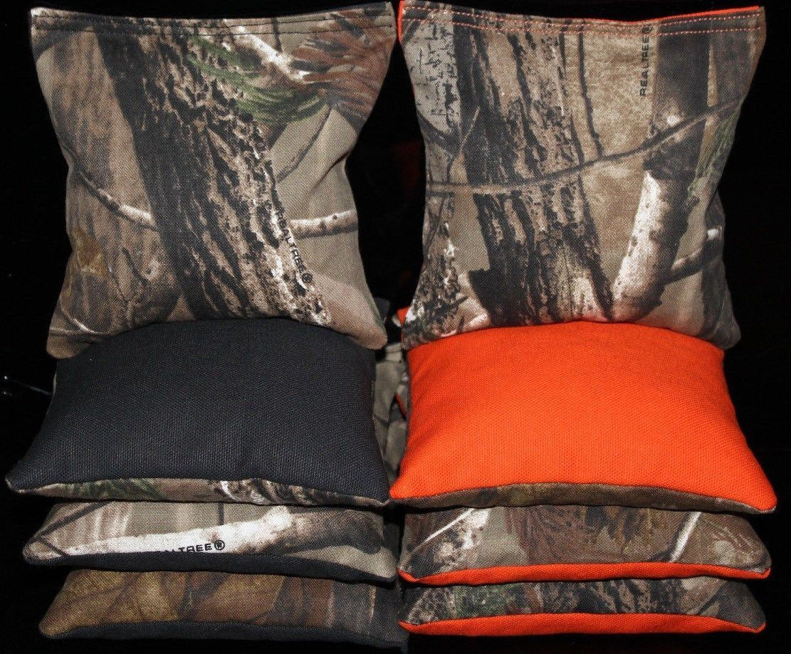 REALTREE Orange Camo Hunting Fishing 2 Cornhole bags, set of (8)