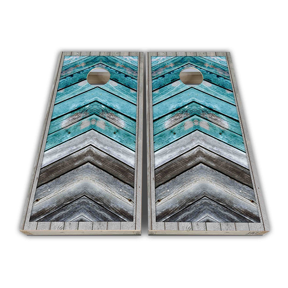 Teal Distress Wood Plank Cornhole Board Wrap - Cornhole Board Skin