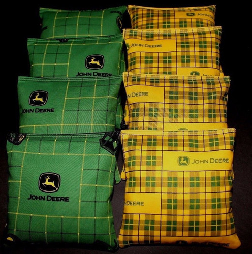 Country Green Plaid John Deere Cornhole bags, set of (8) | Sweet Water
