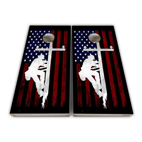 Premium Lineman American Flag Cornhole Boards